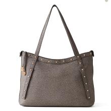 Borbonese Shopping Metropole Large in tela rivestita Clay Grey - 1