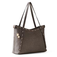 Borbonese Shopping Metropole Large in tela rivestita Clay Grey - 2