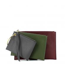 Exuberante Leather pochette - GRAPE/CAPER/FUM
