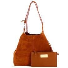 Coccinelle C-Easy Suede Cognac Shoulder Bag - 4