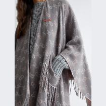 Liu Jo Poncho con Logo Jacquard Grey Cloud - 4