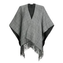 Liu Jo Poncho in Principe di Galles Nero Bianco Lana - 1