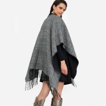 Liu Jo Poncho in Principe di Galles Nero Bianco Lana - 4