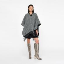 Liu Jo Poncho in Principe di Galles Nero Bianco Lana - 6
