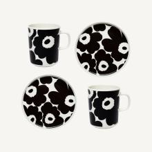 Marimekko Breakfast Set Oiva/Unikko Mugs + Plate - 1