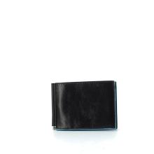 Men wallet w. money clip Blue Square-NERO-UN