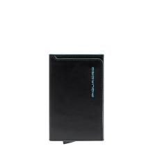Piquadro Porta Carte Sliding System Blue Square Nero - 1