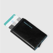 Piquadro Porta Carte Sliding System Blue Square Nero - 3