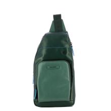 Piquadro Monospalla in pelle Blue Square Verde Grigio - 1