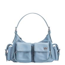 Pinko Borsa a spalla Cargo Cool Blue Shiny Nickel - 1