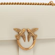 Pinko Borsa a tracolla Love One Classic Bianco Seta Antique Gold - 7