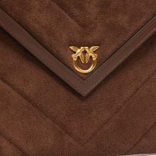 Pinko Pochette Flat Suede Marrone Castano Matt Gold - 3