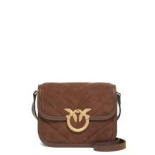 Pinko Borsa a bandoliera Love Box Small Suede Marrone Castano Matt Gold - 1