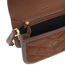 Pinko Borsa a bandoliera Love Box Small Suede Marrone Castano Matt Gold - 4