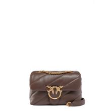 Pinko Love Puff Maxi Quilt Marrone Castano Antique Gold Mini Crossbody Bag - 1