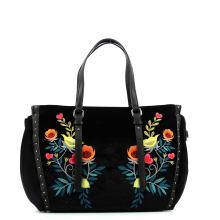 Shopping Bag Portulaca velvet-BLACK-UN