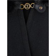 Twin Set Poncho in Panno e Faux Fur Nero - 4