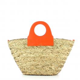 Straw basket handbag Ariel - ORANGE