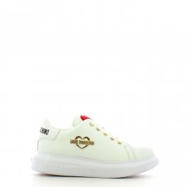 Sneakers Running in pelle Gold Metal Logo Bianco - 1