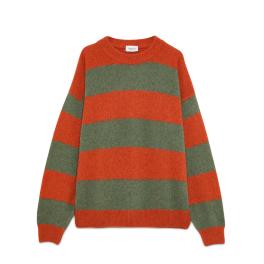 Amish Pullover Shetland Stripe Sage Orange - 1