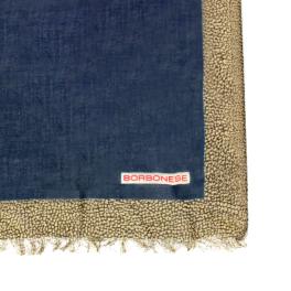 Borbonese Stola con bordo OP 70x180 Blu Notte OP Naturale - 1