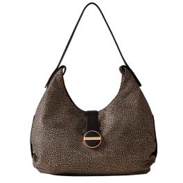 Borbonese Borsa a spalla Eclipse Hobo Medium OP Naturale Nero - 1