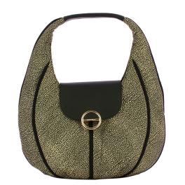 Borbonese Borsa Hobo Medium Cottage OP Naturale Nero - 1