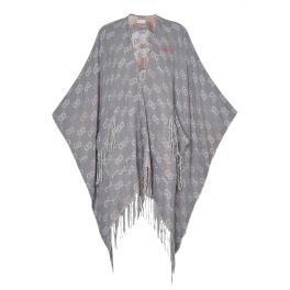 Liu Jo Poncho con Logo Jacquard Grey Cloud - 1