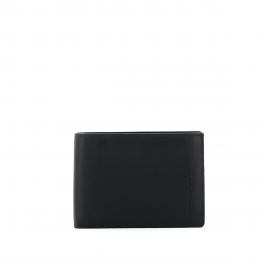 Men Wallet with Coin Pouch-BLU/MARRONE-UN