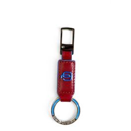 Piquadro Portachiavi moschettone Blue Square in pelle Rosso - 1