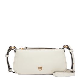 Pinko Borsa a tracolla Mini Half Moon Bianco Seta Antique Gold - 1